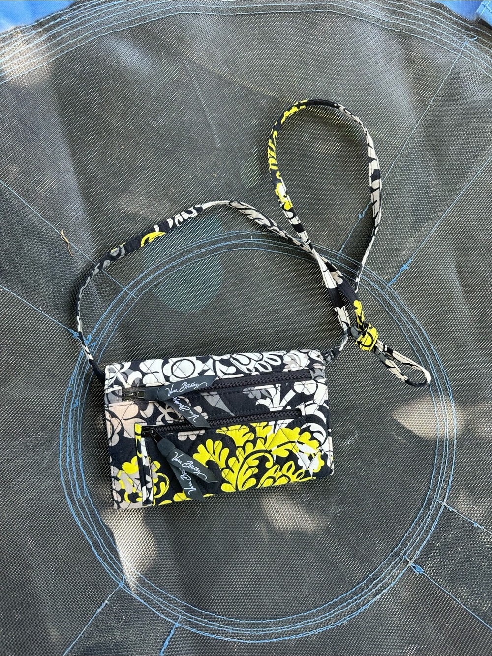 Vera Bradley Black White & Yellow Floral Wristlet